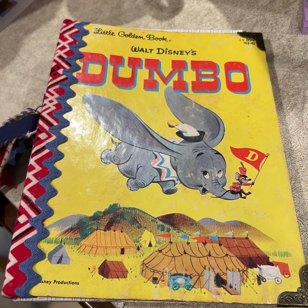 Walt Disney Little Golden Book - Dumbo (Yellow Cover). Made into a scrapbook!